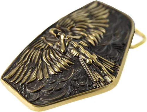Vista 3 de Archangel Michael solid brass belt buckle, Larger size cowboy buckle, Warrior and God's people protector San Miguel accessory