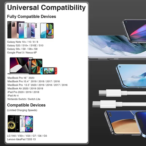 Vista 6 de Cable USB C a USB C para Apple iPhone 17/16/15, 3 pies, paquete de 2 cables de carga rápida tipo C para iPhone 17/16/15 Pro Max, iPhone16e MacBook