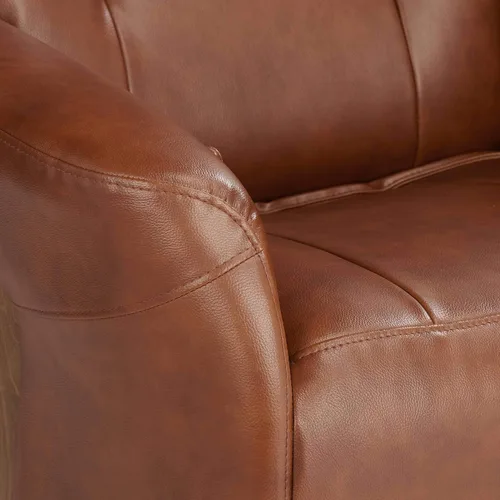 Vista 5 de Benchmaster Augusta - Sillón reclinable giratorio de piel sintética marrón, moderno, cómodo reposapiés reclinable manual, reposacabezas ajustable