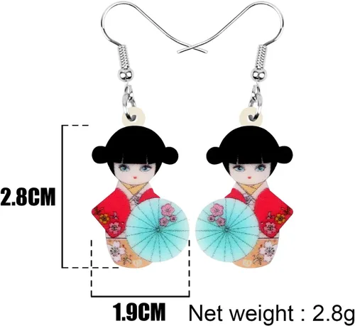 Vista 5 de DUOWEI Aretes de acrílico estilo japonés con diseño de anime para muñeca, colgantes, joyería para mujer