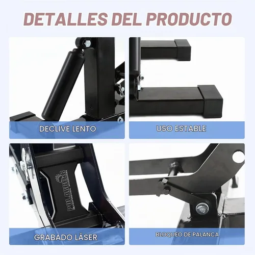 Vista 6 de POLARBEAR Soporte para Moto de Cross Ajustable Soporte de Gato Capacidad de 1200 Libras Soporte de Motor Elevación Vertical Fácil de Operar con Negro