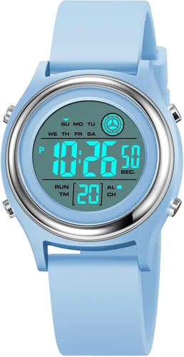 Vista 20 de Relojes digitales para mujer, pantalla LED, correa de silicona, reloj militar, multifunción, impermeable, alarma, cronómetro, retroiluminación LED