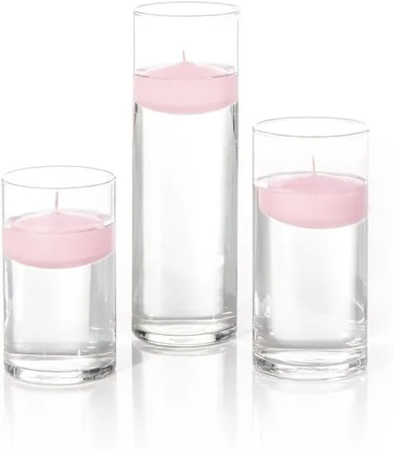 Vista 32 de yummi Juego de 18 velas flotantes y jarrones cilíndricos, color blanco