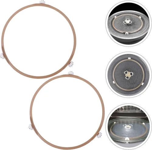 Vista 7 de SOLUSTRE Bandeja de microondas, 2 piezas, soporte para plato giratorio de microondas, anillo giratorio de microondas, soporte de bandeja de 7