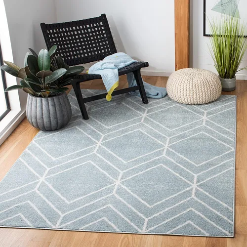 Vista 31 de SAFAVIEH Adirondack Collection - Alfombra decorativa, 2 x 3 pies, color negro y marfil, diseño geométrico moderno, no desprende pelusa y de fácil
