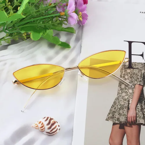 Vista 7 de FEISEDY Gafas de sol de diseñador de moda Retro pequeños pétalos forma arco templo diseño B2298