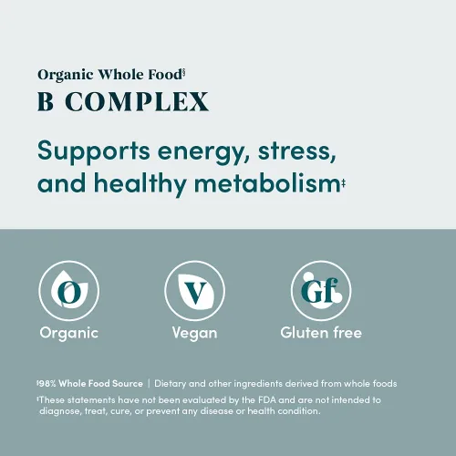 Vista 5 de Amazon Elements Complejo B orgánico de alimentos integrales, 98% de fuente de alimentos integrales, ingredientes dietéticos y otros derivados