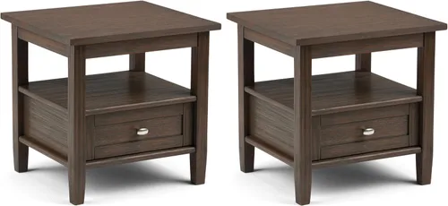 Vista 39 de SIMPLIHOME - Mesa lateral estrecha rectangular Warm Shaker, de madera maciza, de 14 pulgadas de ancho, estilo transicional, color negro, para sala