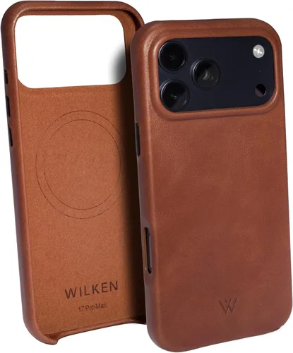 Vista 11 de Funda de teléfono delgada de cuero Wilken compatible con iPhone 15 Compatible con MagSafe y carga inalámbrica Cubierta de cuero de grano Negro