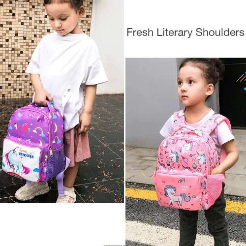 Vista 4 de LESNIC Mochila A1 unicornio para niños, certificado CPC, Rosado, Mochilas infantiles