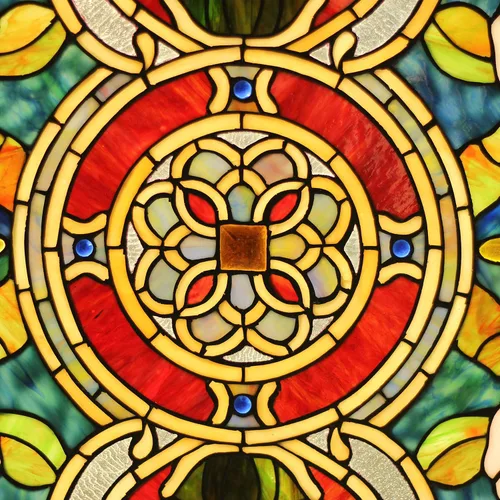 Vista 4 de Panel de ventana victoriano de vidrio Tiffany 20x32
