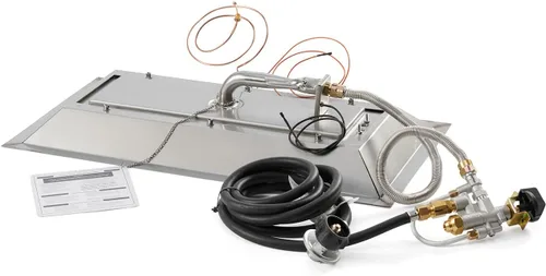 Vista 3 de The Outdoor Greatroom Company Quemador de gas propano – Kit de quemador de fuego de cristal lineal Plus Spark Ignition – Inserto para hoguera de gas