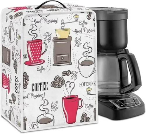 Vista 13 de Funda para cafetera, poliéster, azul, se adapta a la mayoría de máquinas de café estándar, protector resistente al polvo, huellas dactilares
