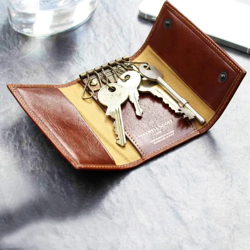 Vista 8 de Maxwell Scott Personalized Luxury Leather Key Case Wallet The Lapo Handcrafted In Italy