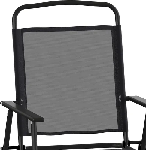 Vista 8 de Flash Furniture Mystic - Sillas plegables para patio, sillas de césped de textileno para exteriores con reposabrazos, juego de 2, color negro