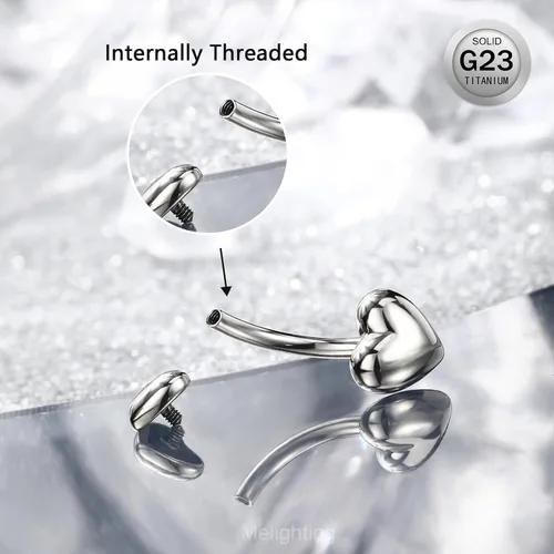 Vista 4 de Melighting Piercing para ombligo de titanio de 0.49 oz, con rosca interna, G23, piercing para el ombligo, piercing para el ombligo, piercing