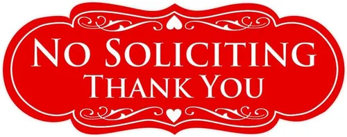 Vista 15 de Letrero con frase en inglés "NO SOLICITING Thank You