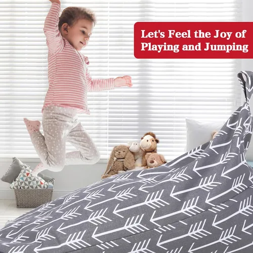 Vista 2 de Jorbest Puf de almacenamiento de animales de peluche para niños y adultos, puf de animales de peluche, asiento de lona de alta calidad, solo funda