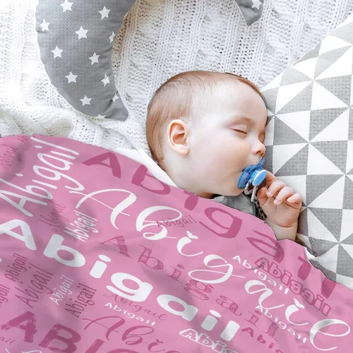 Vista 3 de Manta de bebé personalizada negra con nombre, mantas de bebé personalizadas para niños y niñas, manta suave y acogedora para recién nacidos y bebés