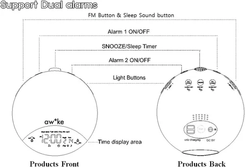 Vista 2 de Reloj despertador de amanecer, luz de despertador, simulación de amanecer y atardecer, producto patentado