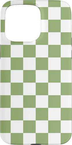 Vista 30 de Funda clásica a cuadros para iPhone 13 Pro Max, color verde salvia y blanco