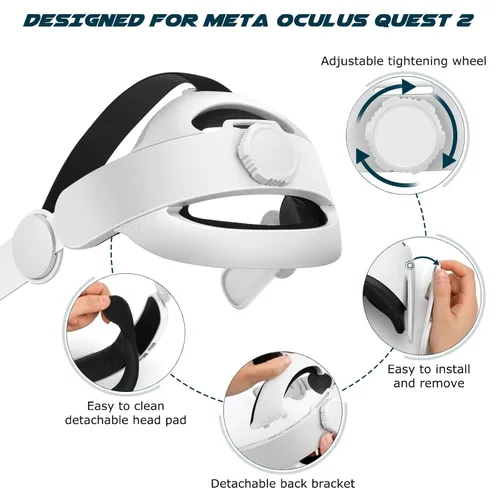 Vista 4 de Seylae Head Strap for Meta Oculus Quest 2, Vr Headset Elite Strap, Adjustable Soft Cushion Headstrap, Enhanced Comfort and Reduce Face Pressure