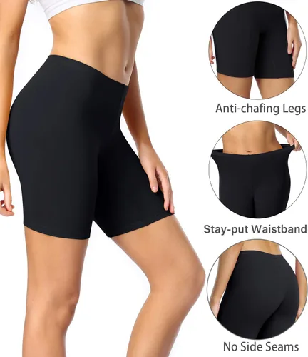 Vista 3 de wirarpa Ropa interior de algodón antirozaduras para mujer, pantalones cortos de pierna larga, paquete de 3