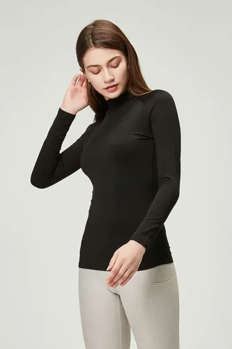 Vista 5 de DEVOPS - Paquete de 2 camisas de manga larga térmicas de cuello tortuga para mujer de comprensión para usar debajo de la ropa