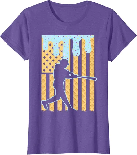 Vista 22 de Camiseta de béisbol Drip Boys Dripping Ice Cream Baseball American Flag, Negro -, Pequeña