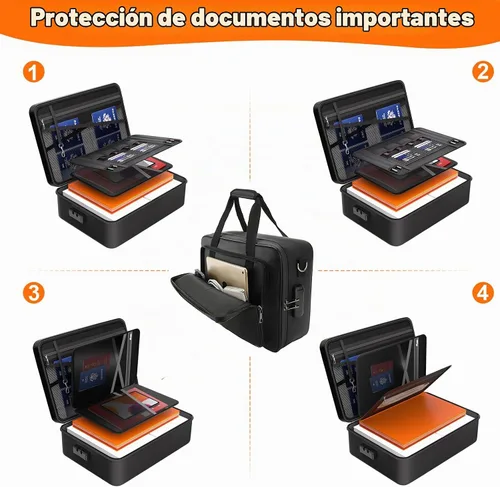 Vista 2 de Organizador de archivos ignífugo con cerradura, carpeta de documentos ignífuga, portátil, oficina en casa, almacenamiento seguro para documentos