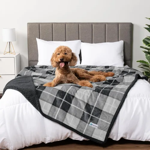 Vista 25 de PetAmi - Manta impermeable para perros medianos, cachorros, gatos pequeños Manta de forro polar suave para mascotas para sofá Cubierta gruesa