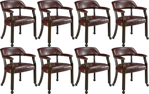 Vista 41 de LEEMTORIG Juego de 2 sillas de comedor con ruedas y brazo, sillas de comedor grandes con ruedas, silla de mesa de póquer de madera maciza, 26