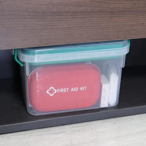 Vista 5 de Vababa - Caja de primeros auxilios transparente, contenedor de almacenamiento de plástico con tapa de bloqueo Secure Locking Latch Lid, Removable