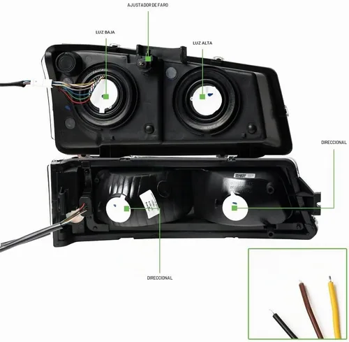 Vista 5 de Switchback - Barra de tubo LED secuencial, carcasa negra, faros delanteros de cristal con lámparas de parachoques de señal, reflector ámbar, 4