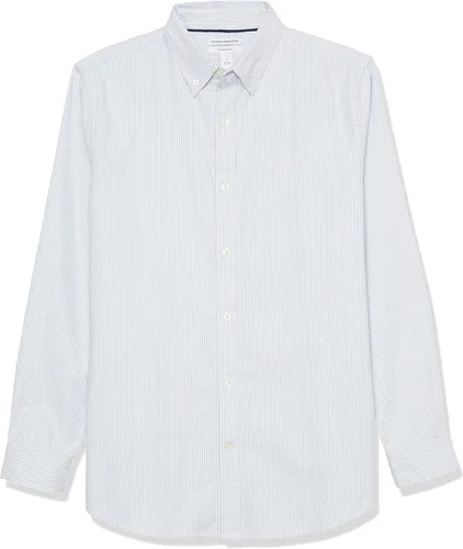 Vista 6 de Tienda Essentials Camisa Oxford elástica de manga larga ajustada con bolsillo para hombre