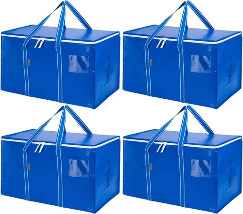 Vista 48 de BALEINE Paquete de 2 bolsas de mudanza de gran tamaño con asas reforzadas, bolsa de almacenamiento resistente para ropa, suministros de mudanza
