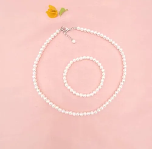 Vista 6 de Juego de 3 joyas de imitación de cristal de mano blanco para mujeres y niñas