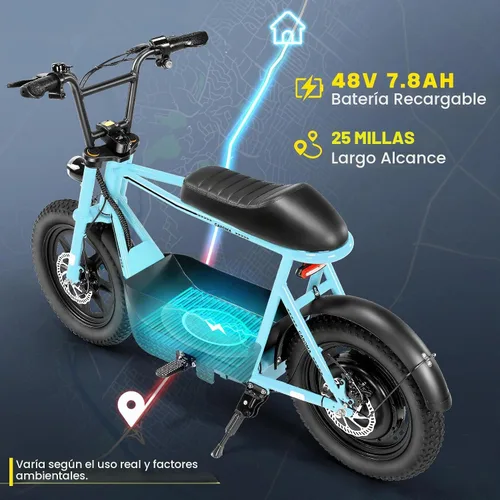 Vista 4 de Caroma Scooter eléctrico Peak 1200W con asiento, 30 millas y 20 MPH Azul