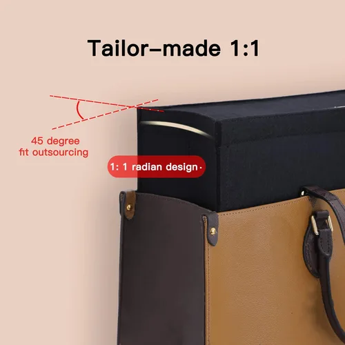 Vista 5 de Doxo Organizador de bolso, organizador de bolsa de fieltro con cremallera, perfecto para Lv Onthego GM 40 y D Book Tote grande (negro con cubierta)