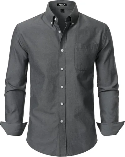 Vista 12 de JEMITOP Camisas de manga larga Oxford ligeras para hombre