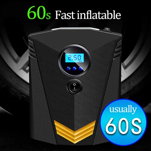 Vista 4 de Compresor de aire para inflar neumáticos con pantalla digital, inflador de neumáticos portátil de 120 W con luces LED, cable de alimentación de 9.2