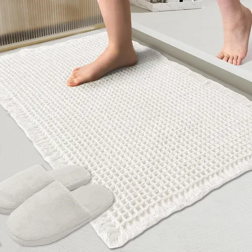 Vista 15 de ZALL - Tapete de baño de punto gofre beige, súper absorbente, antideslizante, largo, color crema, 24 x 72 pulgadas, lavable a máquina, ultra suave