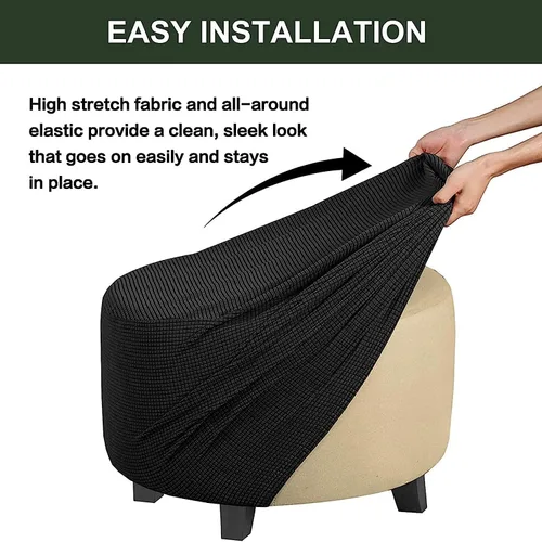 Vista 7 de Fundas elásticas para otomanas, fundas otomanas redondas, fundas extraíbles para reposapiés, fundas protectoras otomanas de almacenamiento para sala