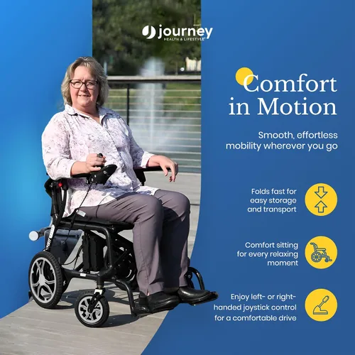Vista 4 de Journey Air Elite Silla eléctrica eléctrica – Silla de ruedas ligera plegable con pilas para adultos y personas mayores – Capacidad de peso de 240