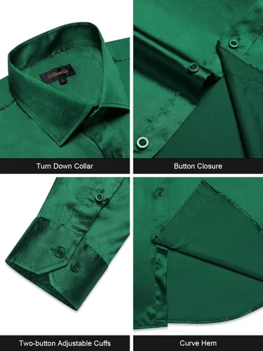 Vista 5 de DiBanGu Camisas de vestir lisas para hombre, casual, de manga larga, con botones, ajuste regular, elásticas, sin arrugas, con bolsillo