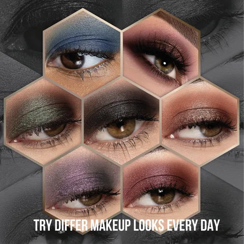 Vista 4 de Paleta de sombra de ojos ahumada negra, Midnight Masquerade 21 colores – Espectro de sombra de ojos negra mate brillante brillante para maquillaje