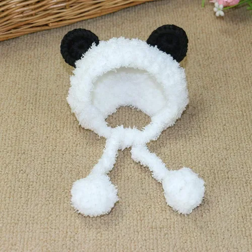 Vista 3 de POPETPOP Disfraz de oso panda para perro, calentador de cuello y diadema protector para gato y perro, talla S