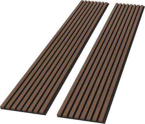 Vista 11 de ROOMTEC Paquete de 2 paneles acústicos de pared de madera maciza, paneles de pared insonorizados de 94.49 x 12.6 pulgadas, paneles de pared de Roble