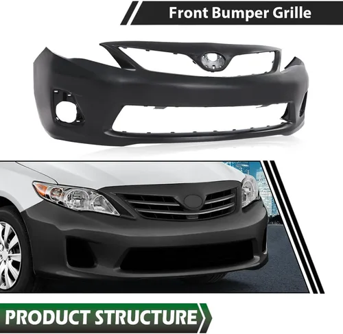 Vista 3 de GRAND ORANGE Cubierta de parachoques delantero imprimada compatible con Toyota Corolla Base CE L LE 2011 2012 2013 5211903901, TO1000372