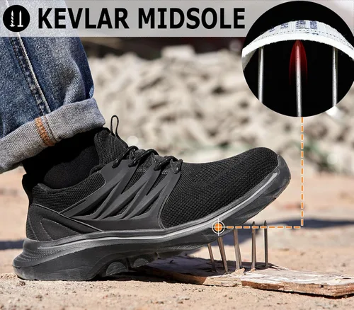 Vista 3 de Zapatos deportivos con punta de acero para hombre, zapatos de trabajo ligeros, antideslizantes, zapatos de seguridad de construcción indestructible